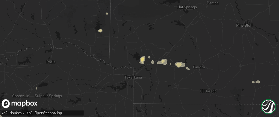Hail map in Saratoga, AR on July 12, 2026