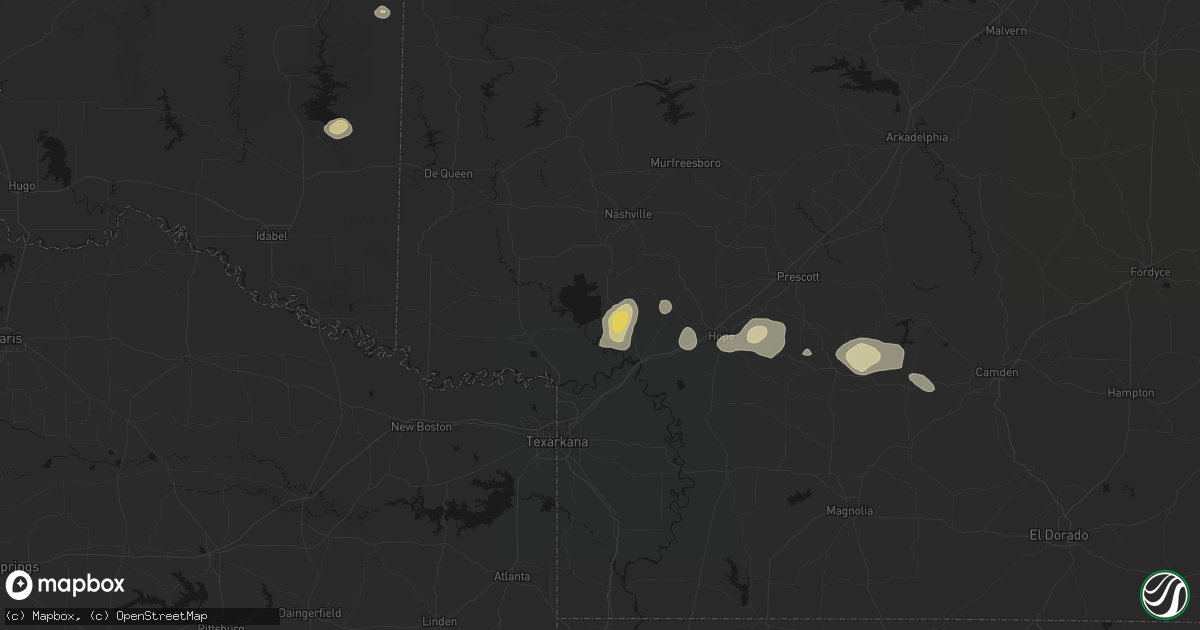 Hail map in Saratoga, AR on July 12, 2026