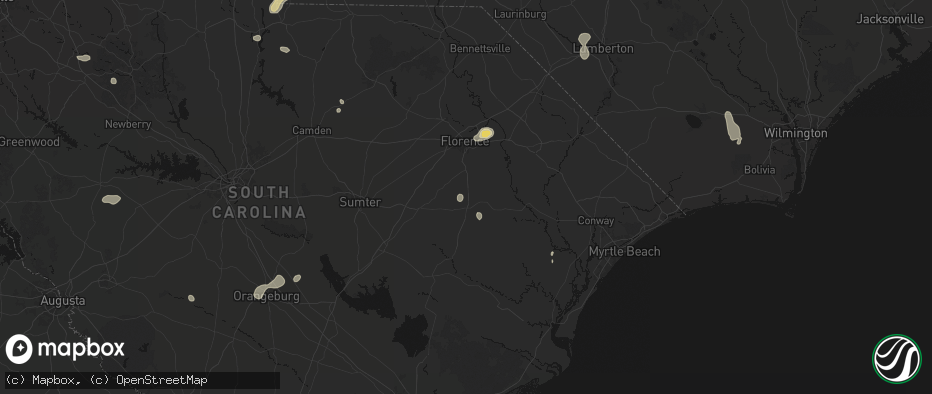 Hail map in Scranton, SC on July 12, 2026