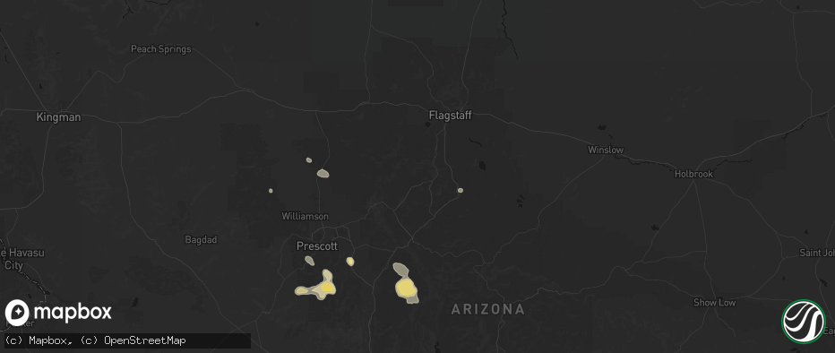 Hail map in Sedona, AZ on July 12, 2026