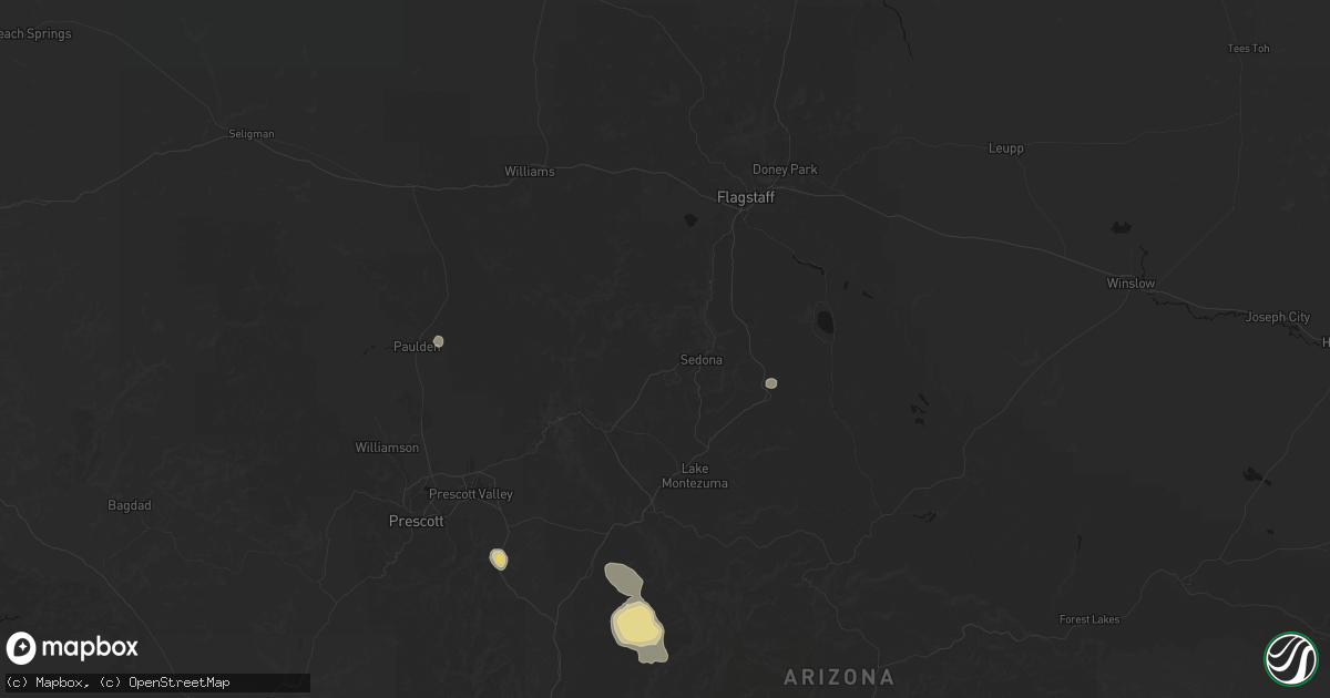Hail map in Sedona, AZ on July 12, 2026