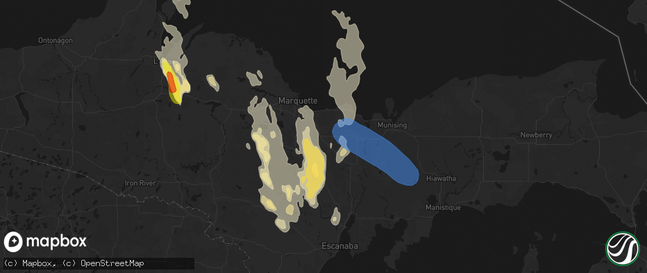 Hail map in Skandia, MI on July 12, 2026