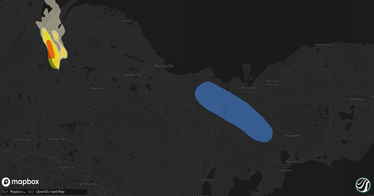 Hail map in Skandia, MI on July 12, 2026