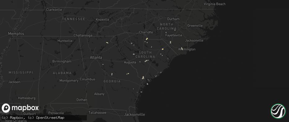Hail map in South Carolina on July 12, 2026