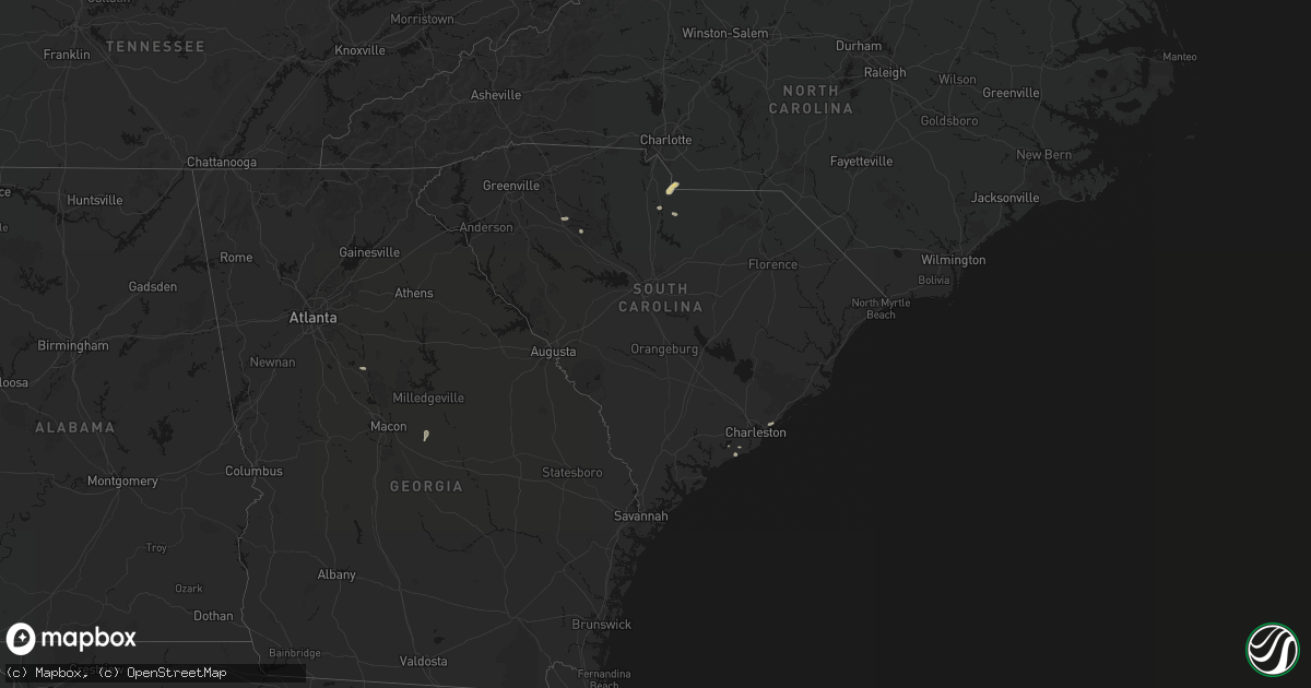 Hail map in South Carolina on July 12, 2026