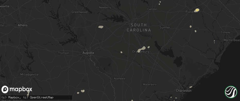 Hail map in Springfield, SC on July 12, 2026