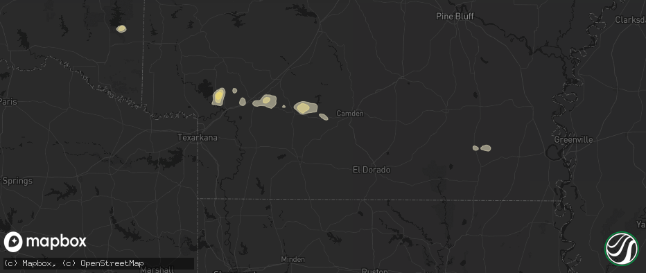Hail map in Stephens, AR on July 12, 2026