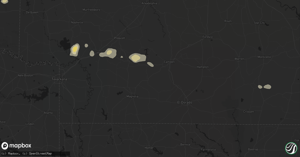 Hail map in Stephens, AR on July 12, 2026