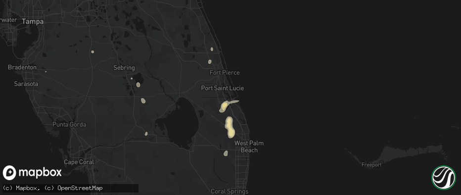 Hail map in Stuart, FL on July 12, 2026