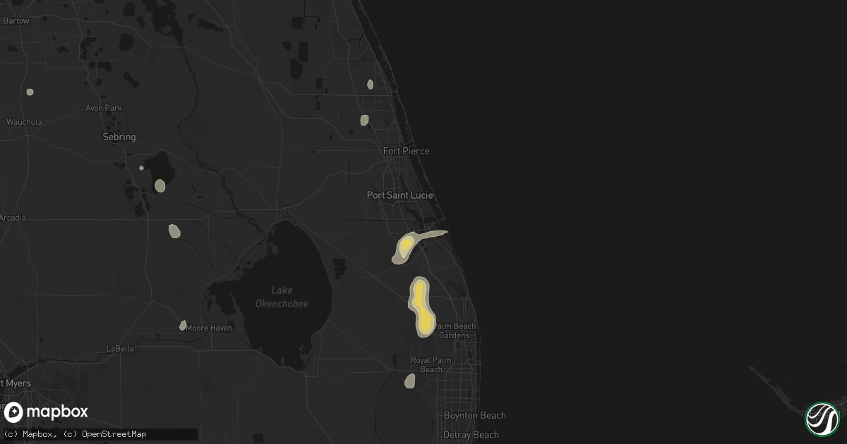 Hail map in Stuart, FL on July 12, 2026