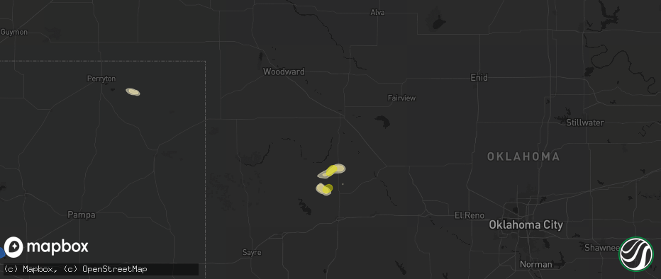 Hail map in Taloga, OK on July 12, 2026