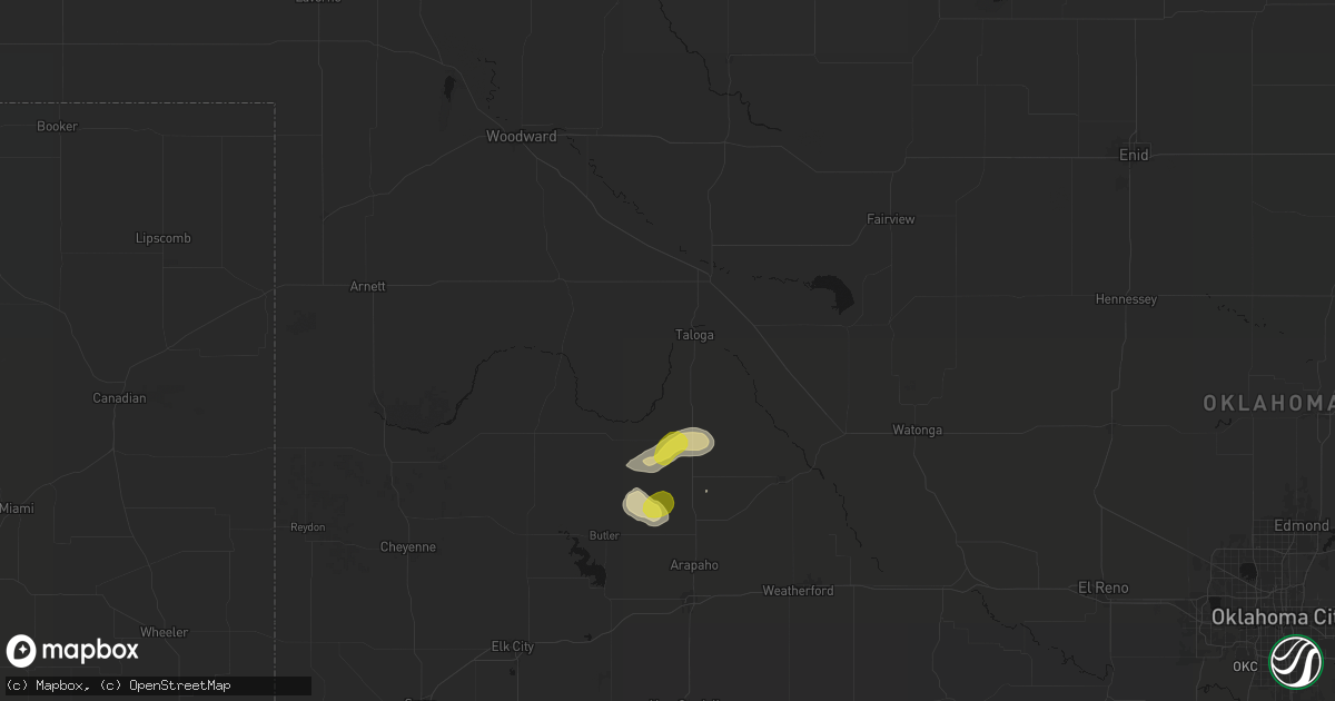 Hail map in Taloga, OK on July 12, 2026