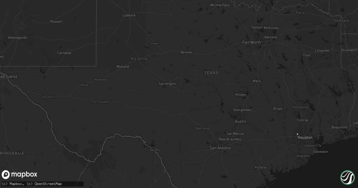 Hail map in Texas on July 12, 2026