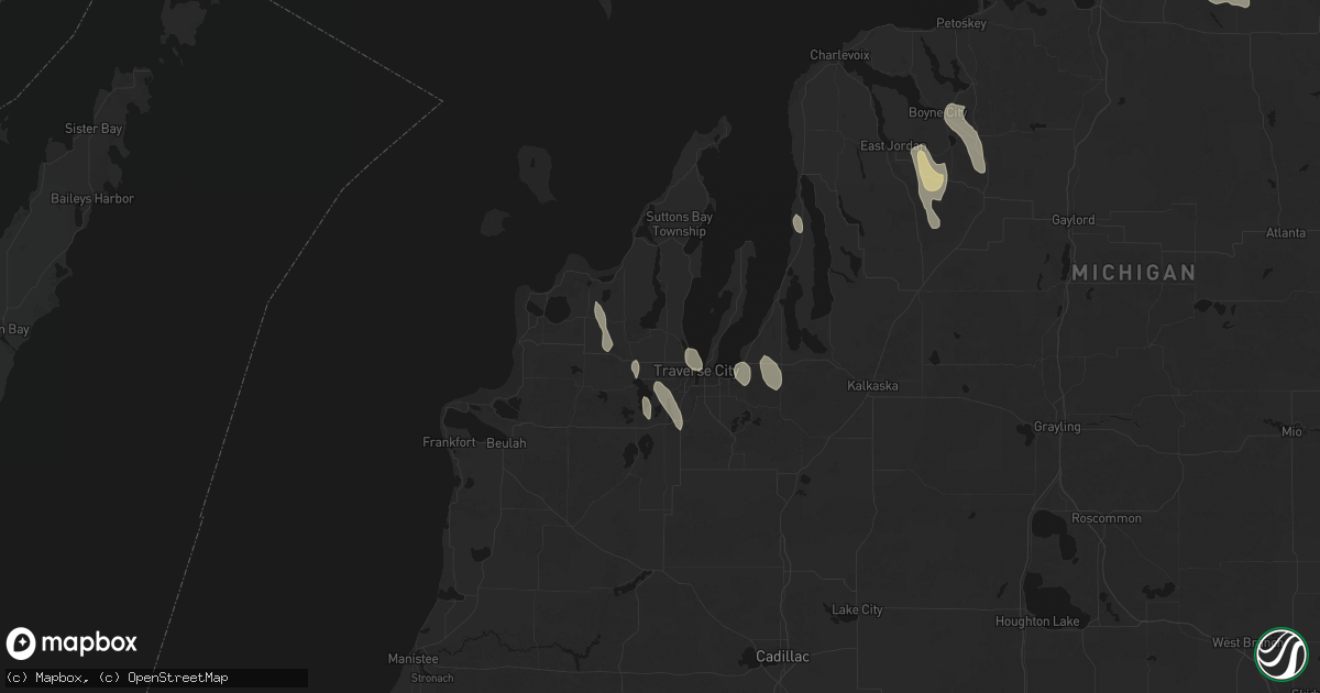 Hail map in Traverse City, MI on July 12, 2026