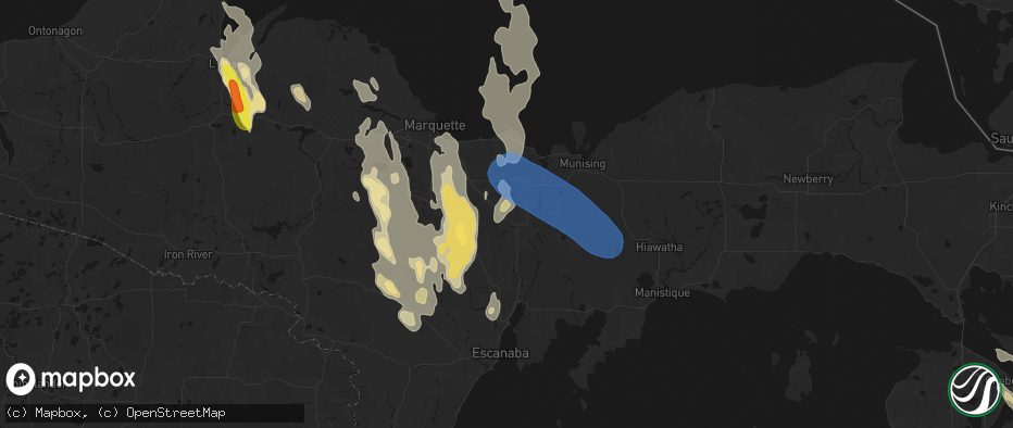 Hail map in Trenary, MI on July 12, 2026
