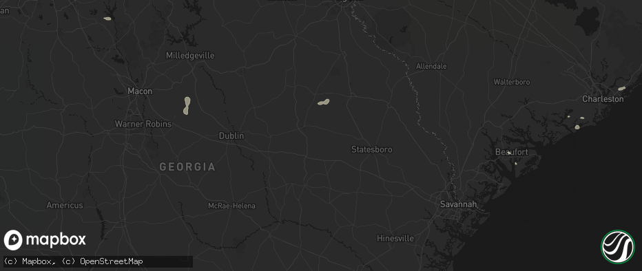 Hail map in Twin City, GA on July 12, 2026