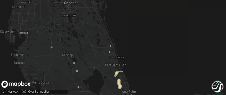Hail map in Vero Beach, FL on July 12, 2026