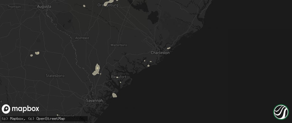 Hail map in Wadmalaw Island, SC on July 12, 2026