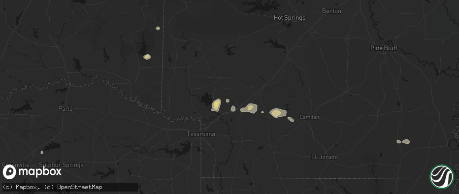 Hail map in Washington, AR on July 12, 2026