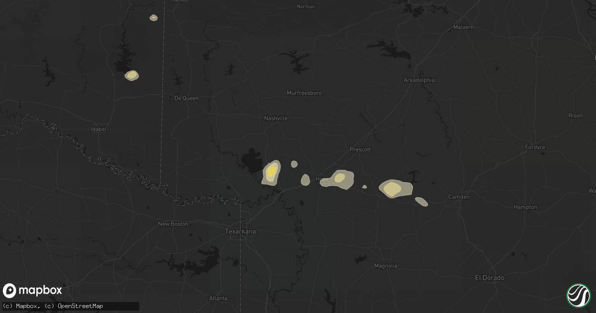 Hail map in Washington, AR on July 12, 2026