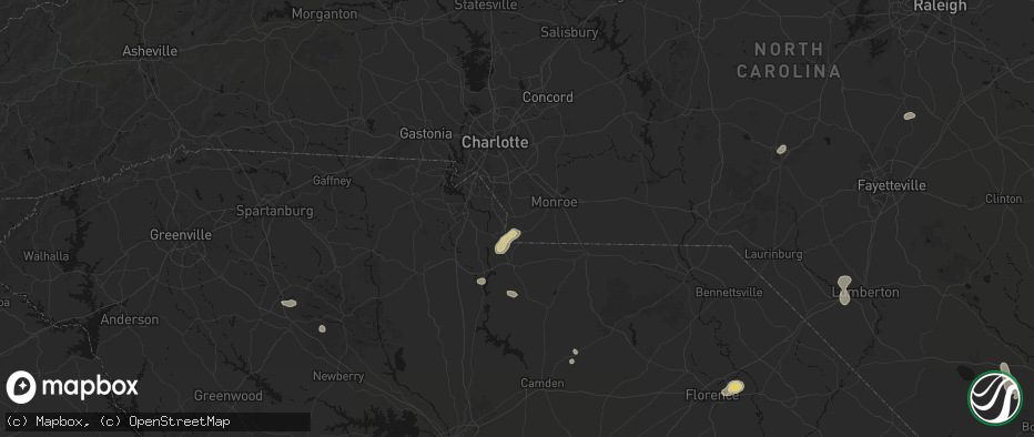Hail map in Waxhaw, NC on July 12, 2026