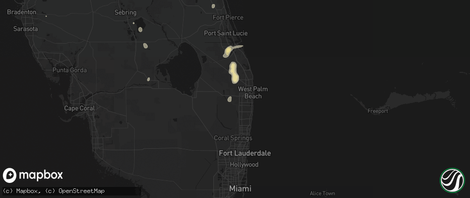 Hail map in Wellington, FL on July 12, 2026