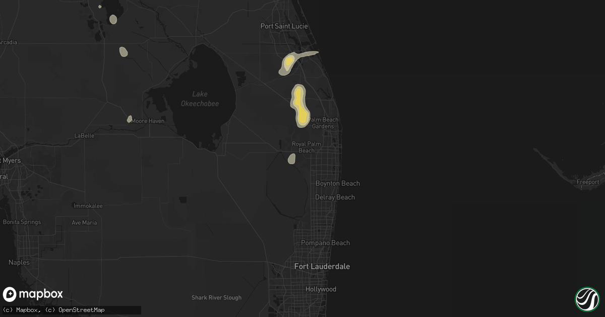 Hail map in Wellington, FL on July 12, 2026