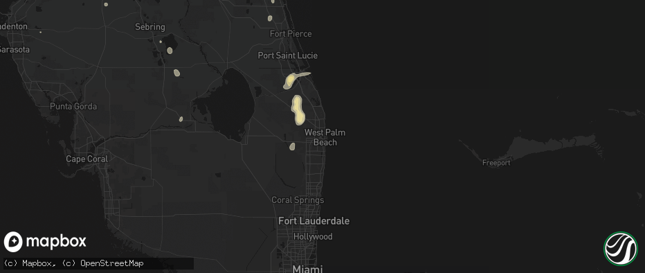 Hail map in West Palm Beach, FL on July 12, 2026