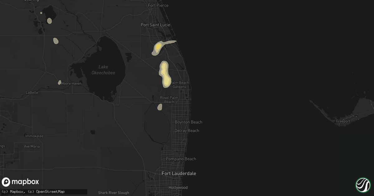 Hail map in West Palm Beach, FL on July 12, 2026