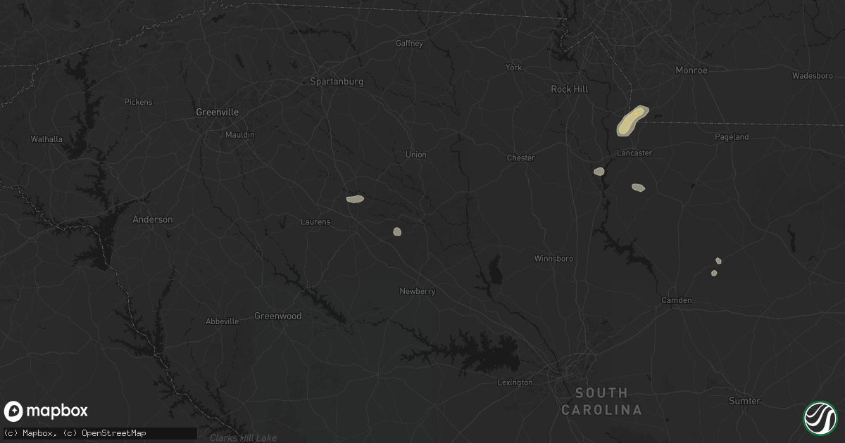 Hail map in Whitmire, SC on July 12, 2026