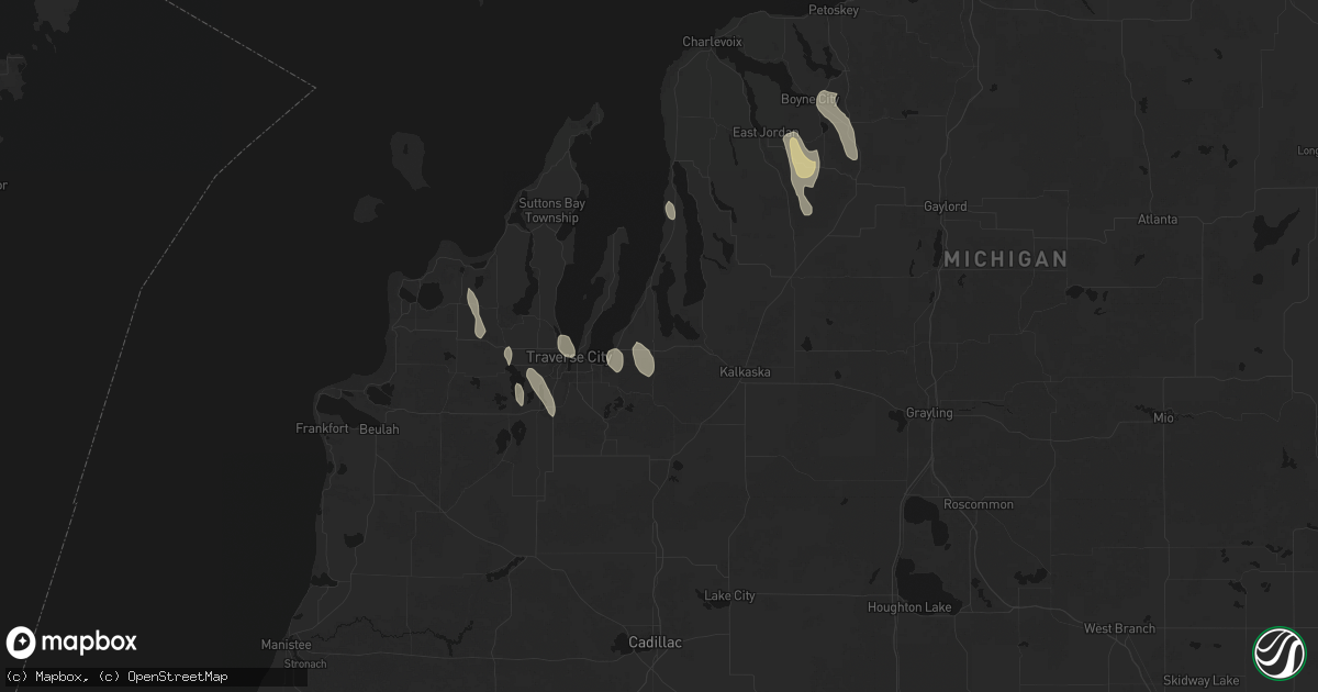 Hail map in Williamsburg, MI on July 12, 2026