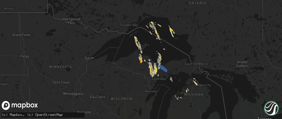 Hail map on July 12, 2026