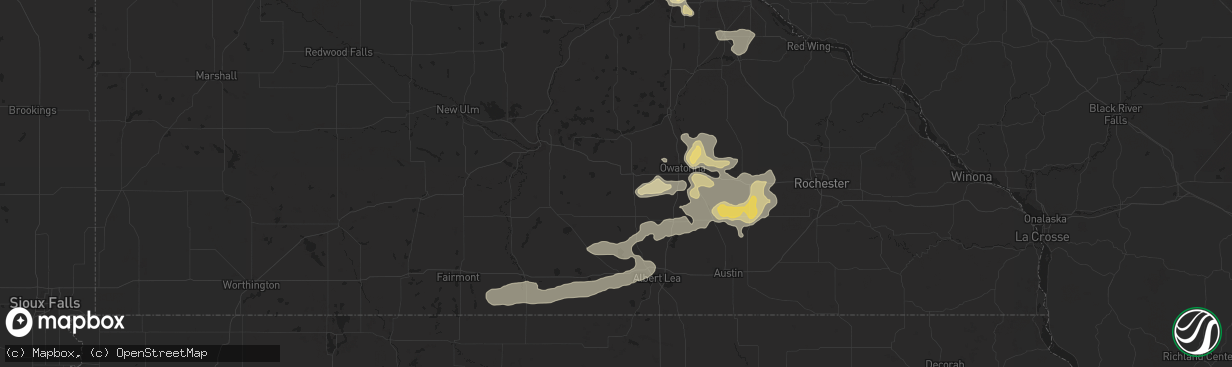 Hail map in Minneapolis, MN on July 13, 2012