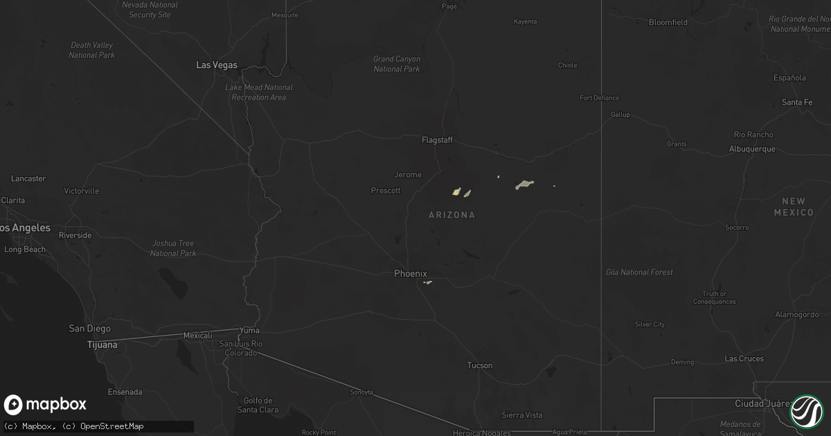 Hail map in Arizona on July 13, 2014