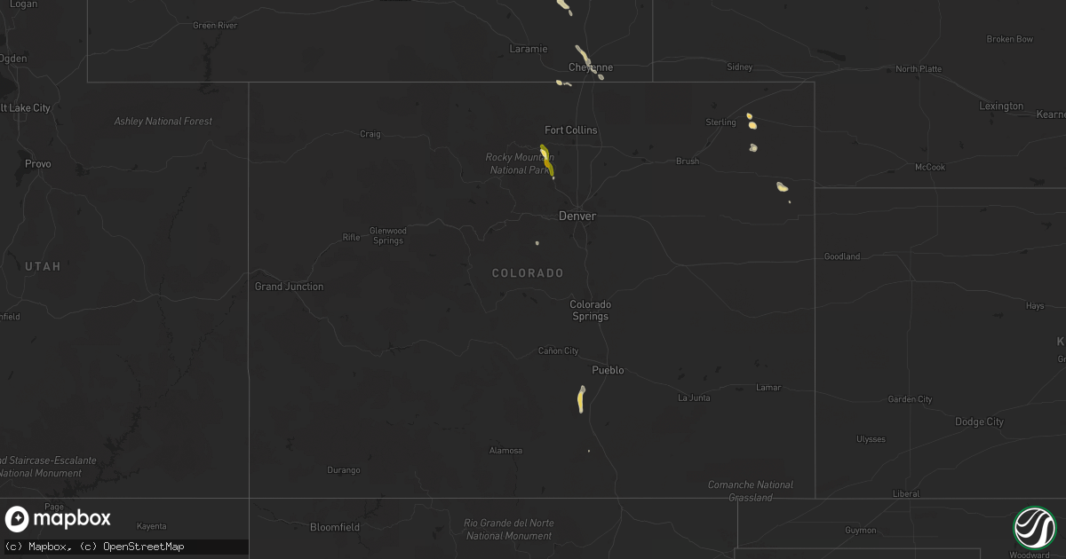 Hail map in Colorado on July 13, 2014