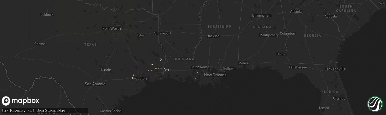 Hail map in Louisiana on July 13, 2014