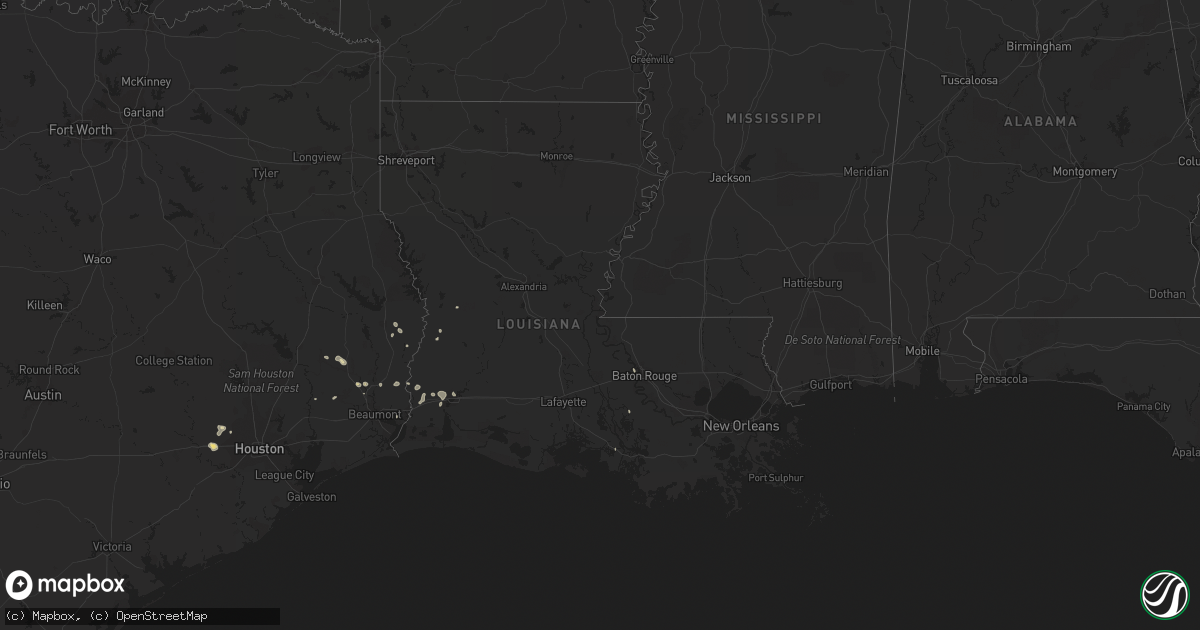 Hail map in Louisiana on July 13, 2014