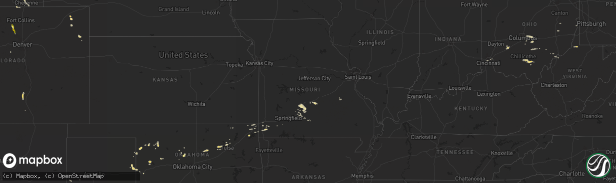 Hail map in Missouri on July 13, 2014