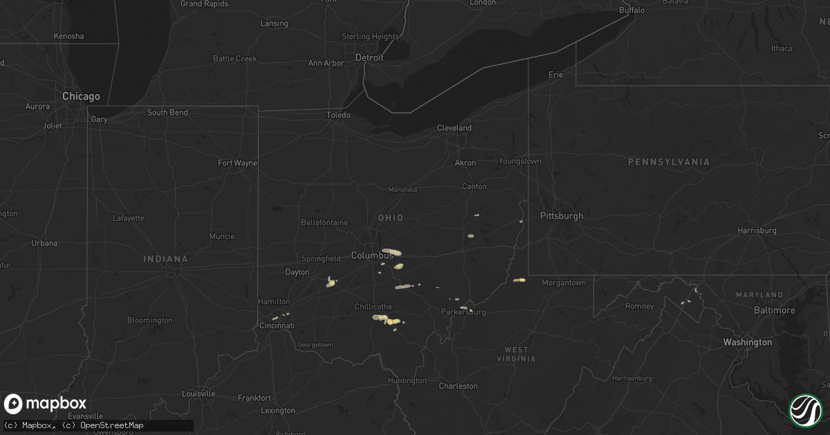 Hail map in Ohio on July 13, 2014