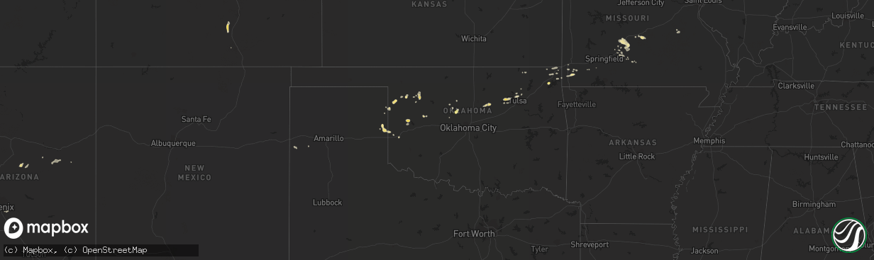 Hail map in Oklahoma on July 13, 2014