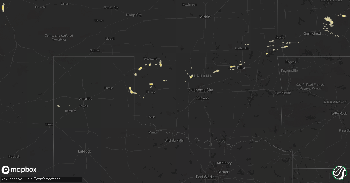 Hail map in Oklahoma on July 13, 2014