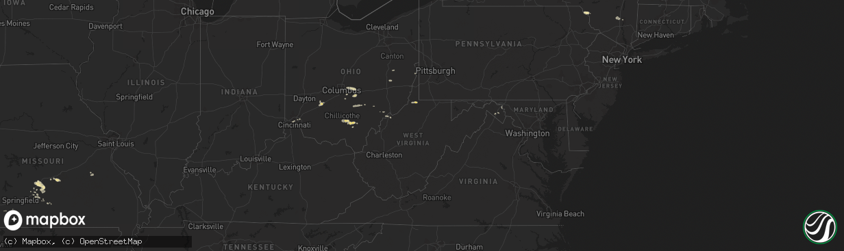 Hail map in West Virginia on July 13, 2014