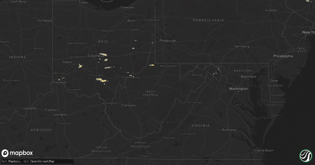 Hail map in West Virginia on July 13, 2014