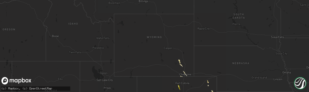 Hail map in Wyoming on July 13, 2014