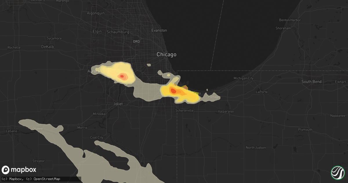 Hail map in Calumet City, IL on July 13, 2015