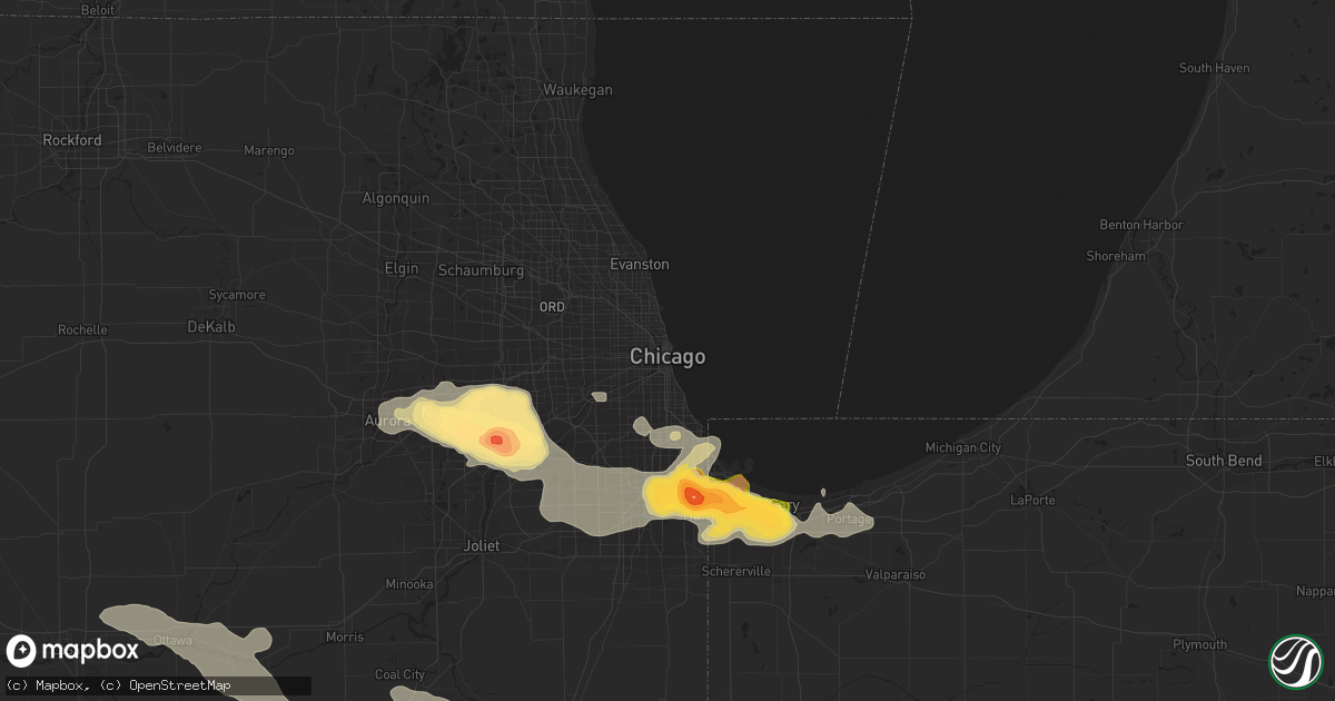 Hail map in Chicago, IL on July 13, 2015