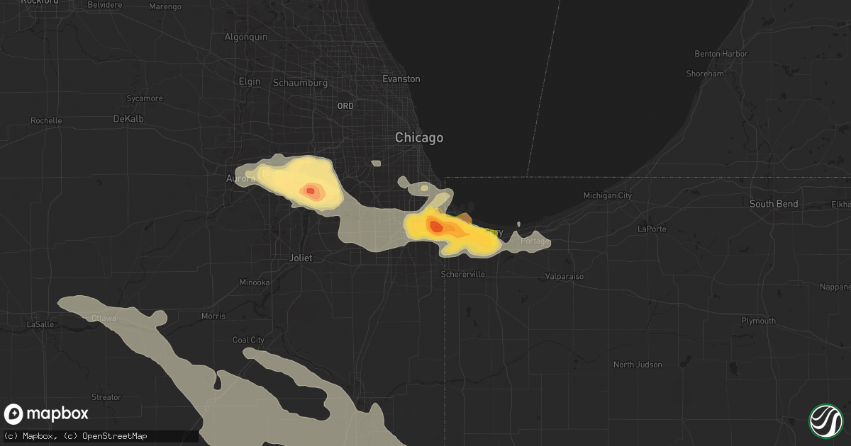Hail map in Dolton, IL on July 13, 2015