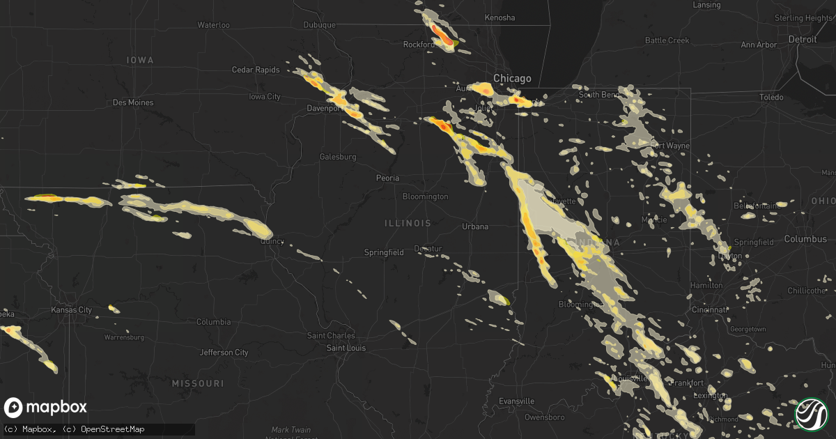 Hail map in Illinois on July 13, 2015