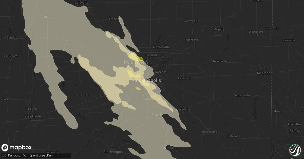 Hail map in Indianapolis, IN on July 13, 2015