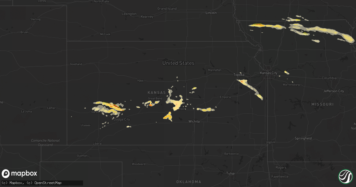 Hail map in Kansas on July 13, 2015